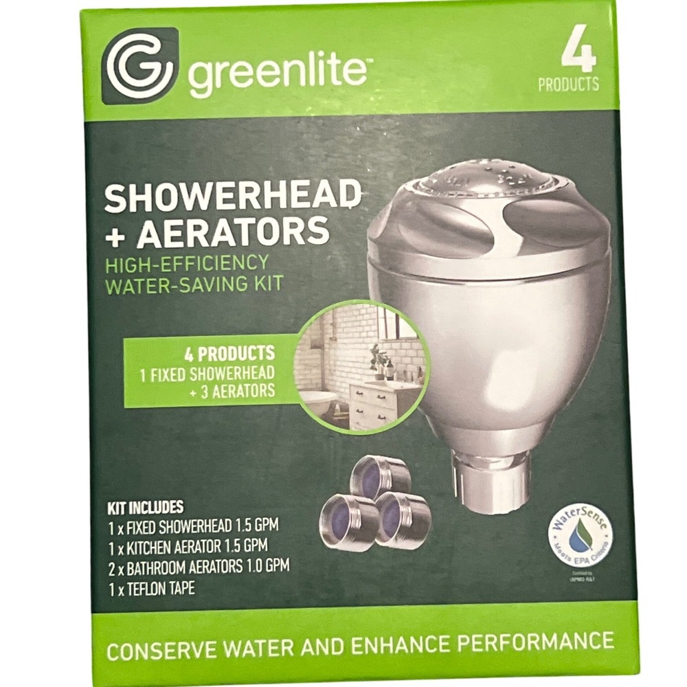 Greenlite Showerhead‎ Aerator High Efficiency Water Saving Kit 4 Products